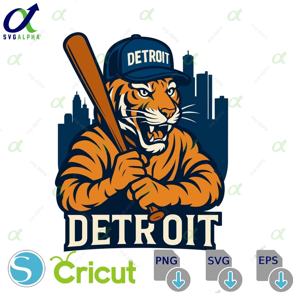 Detroit Baseball-inspired Tiger Design Retro Sports Graphic Png For T-shirts Sublimation Svgfile